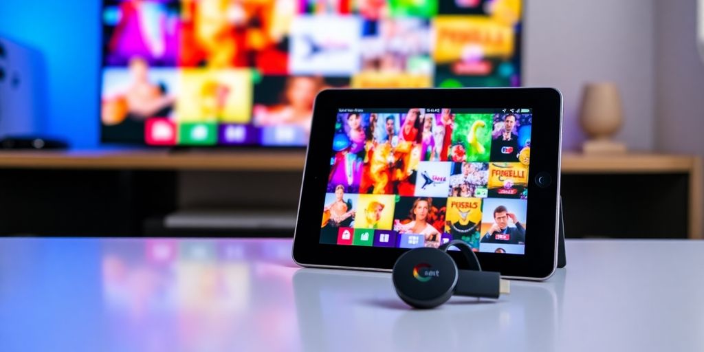 iPad screen mirroring to Chromecast on television.