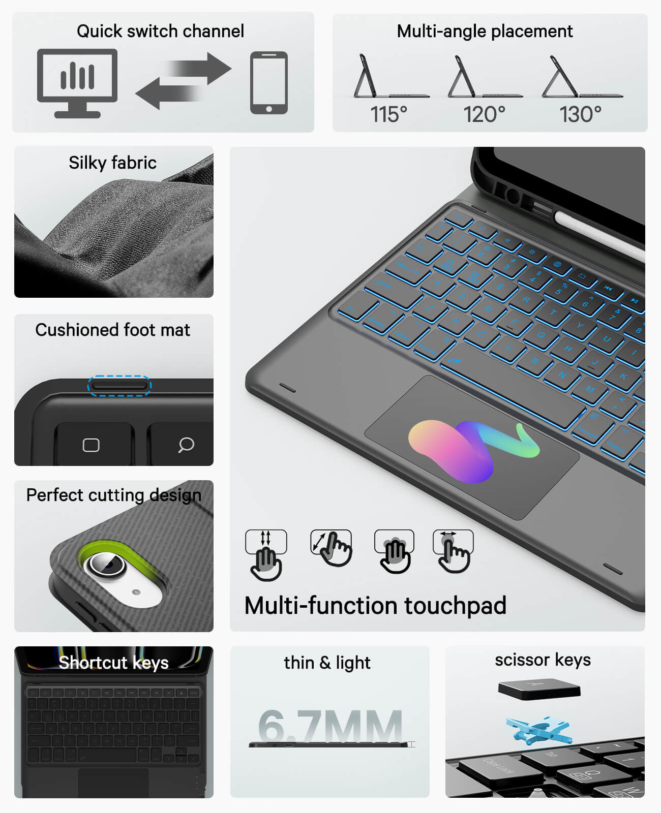 CHESONA Step Series Keyboard Case for iPad 10th 10.9''