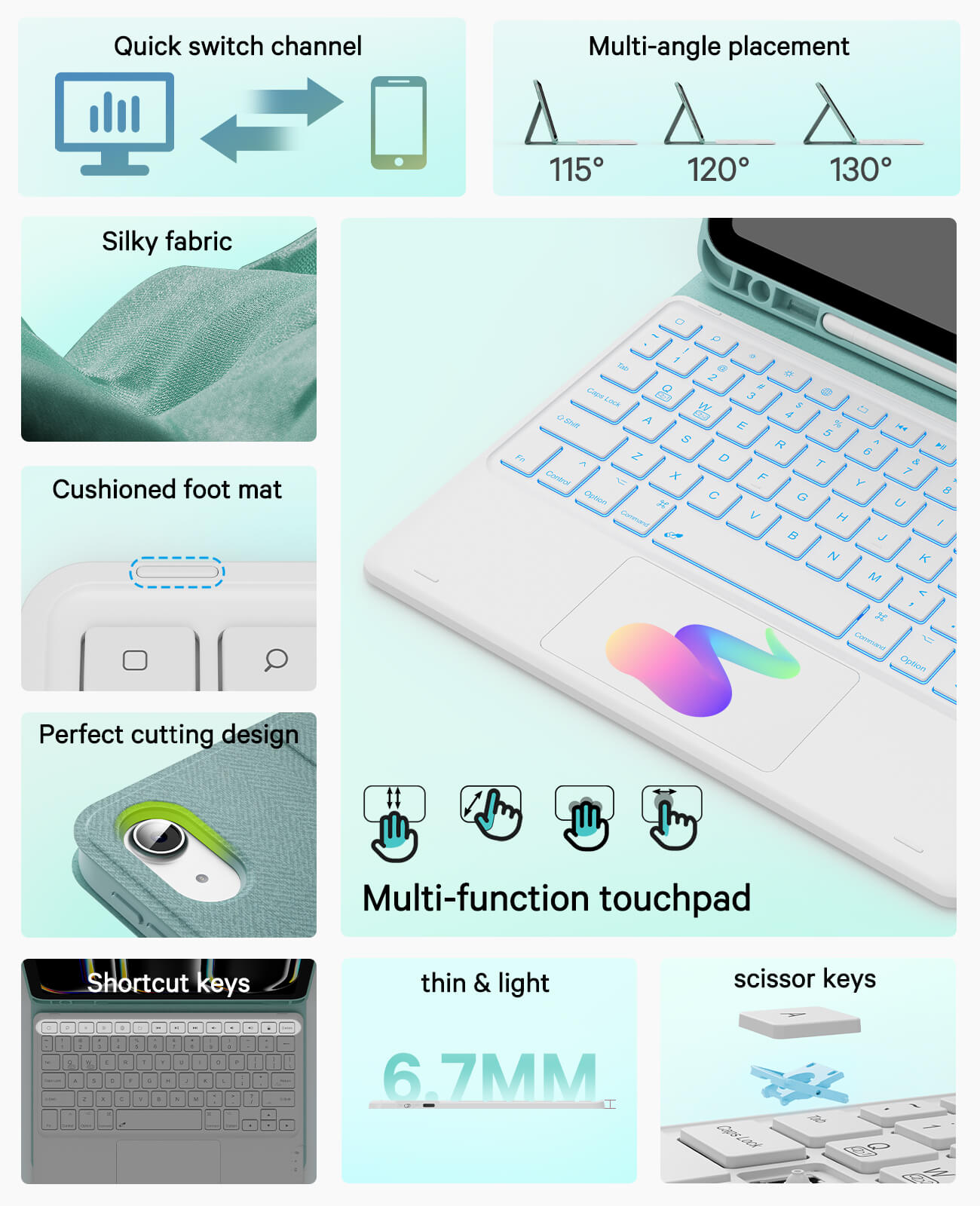 CHESONA Step Series Keyboard Case for iPad 10th 10.9''