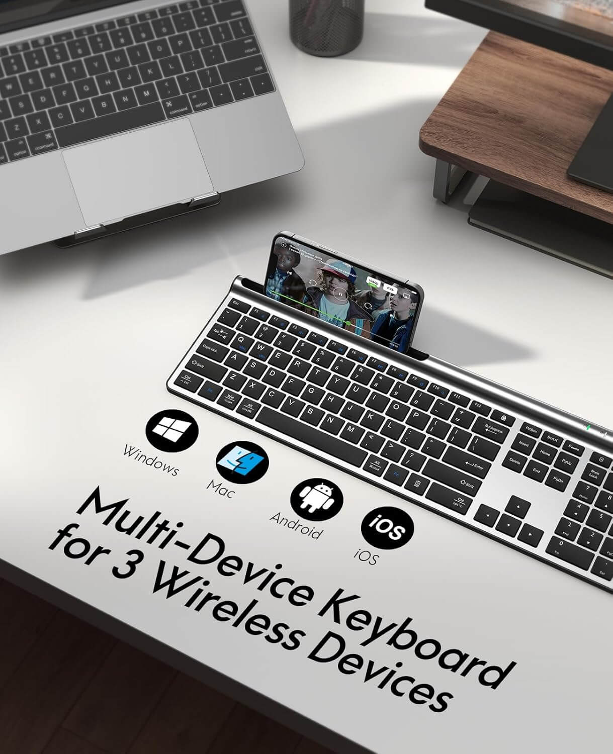 CHESONA Wireless Keyboard and Mouse Combo (BT 5.0+3.0+2.4G)