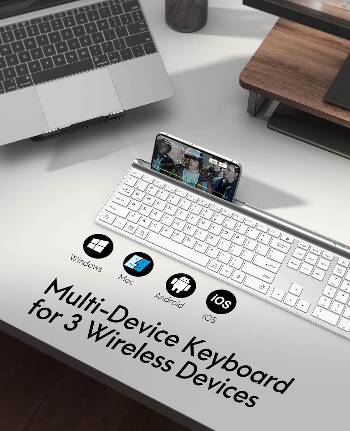 CHESONA Wireless Keyboard and Mouse Combo (BT 5.0+3.0+2.4G)