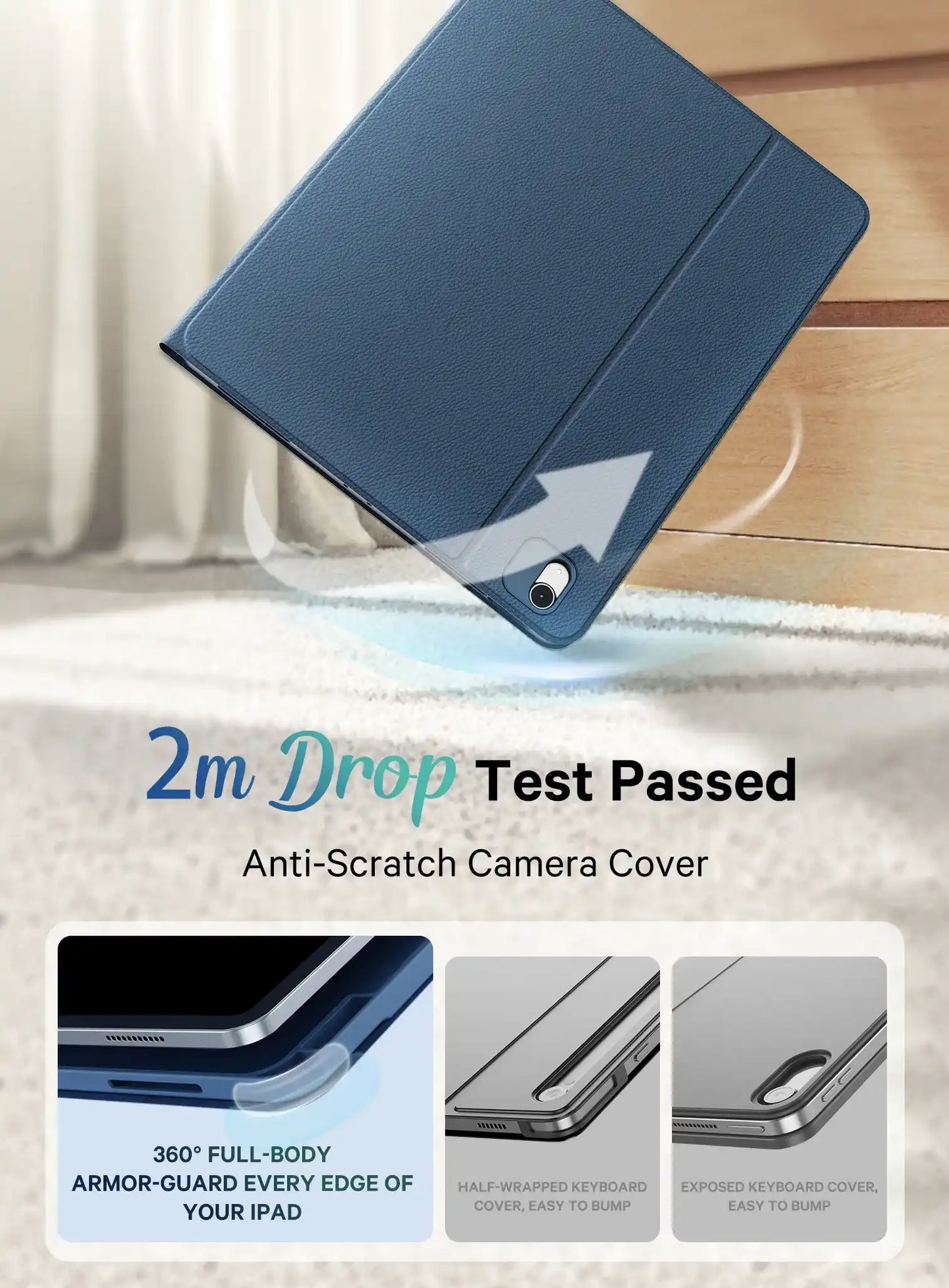 CHESONA Step Series Keyboard Case for iPad Pro 12.9" 6/5/4/3th, for iPad Air 13" M3/M2