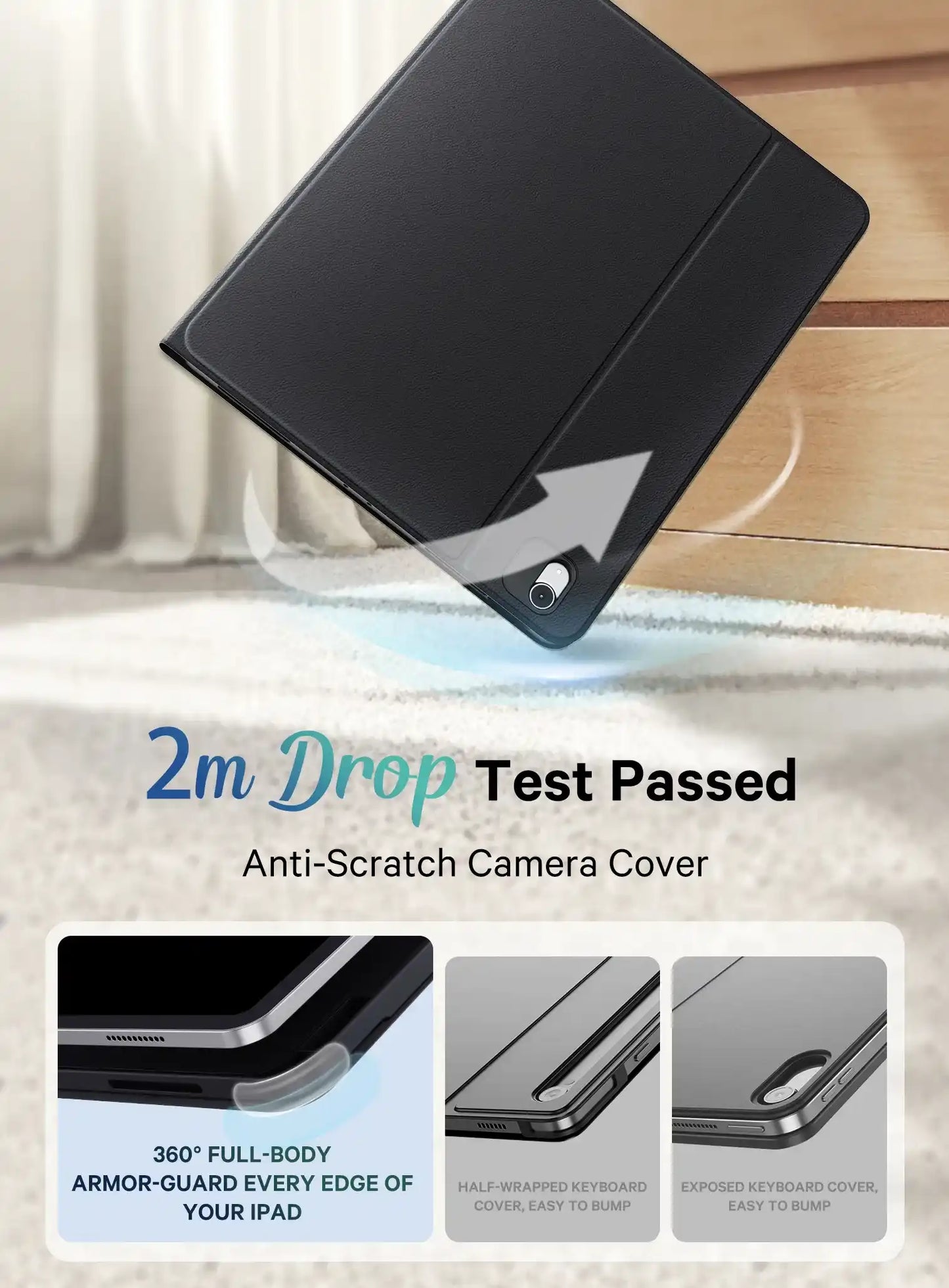 CHESONA Step Series Keyboard Case for iPad Pro 12.9" 6/5/4/3th, for iPad Air 13" M3/M2