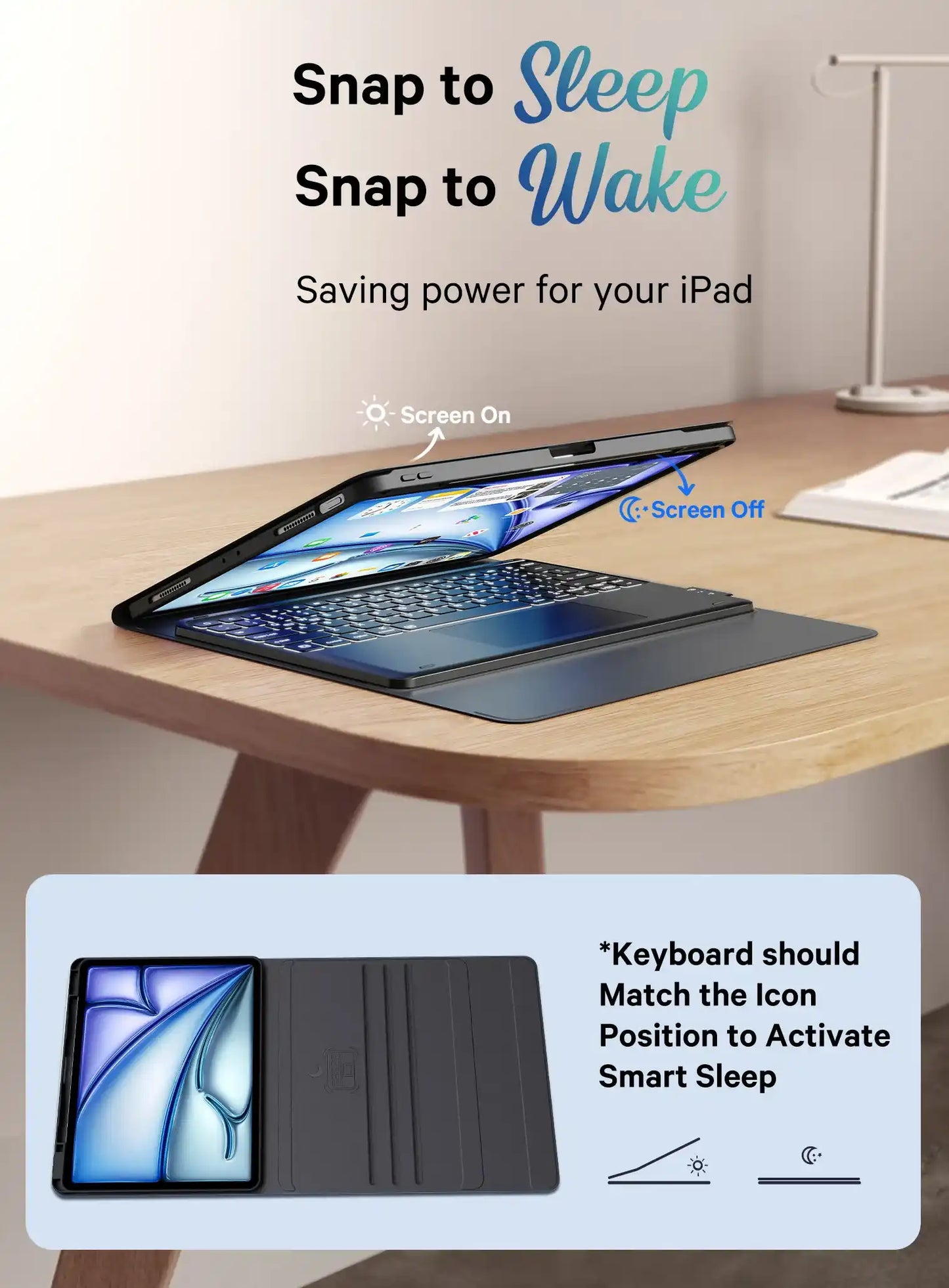 CHESONA Step Series Keyboard Case for iPad Pro 12.9" 6/5/4/3th, for iPad Air 13" M3/M2