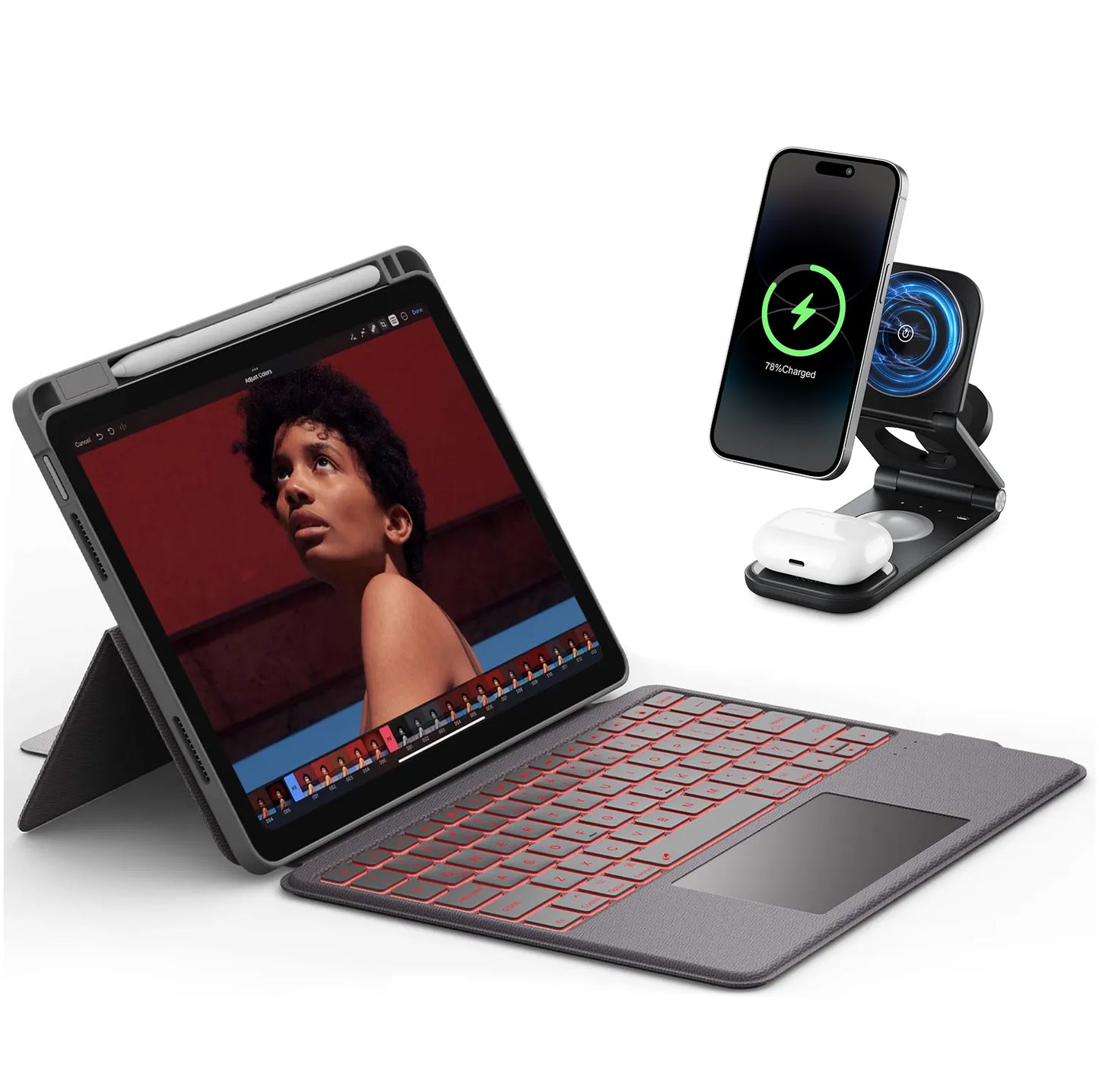 Rugged Series Keyboard Case 10.9" & Wireless Charging Bundle
