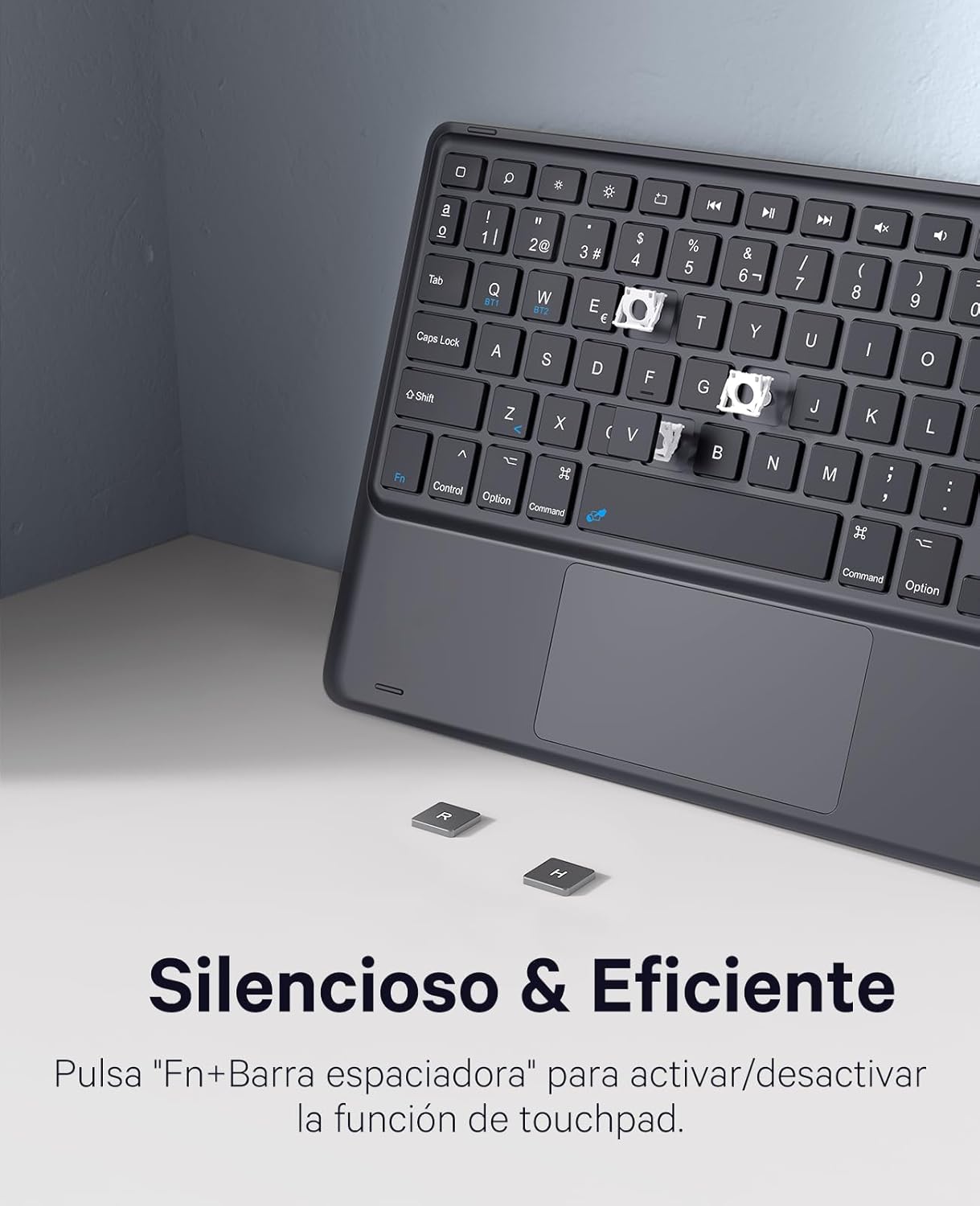 Chesona Teclado Samsung Tab S9 11”/S9 FE 10.9” Smart Touchpad, Soporte para S-Pen, Desmontable Magnético Teclado para Samsung Galaxy Tablet S9 11”/S9 FE 10.9”, 2 Canales BT, Español Ñ Teclado, Negro