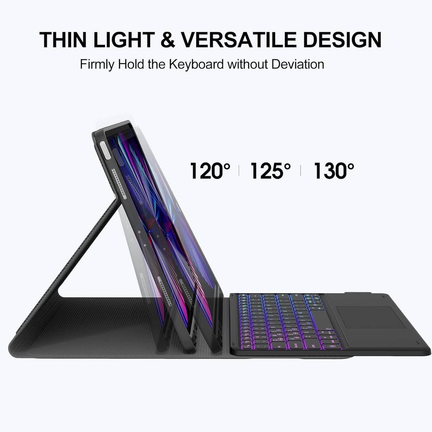 CHESONA Step Series Keyboard Case for iPad Pro 12.9" 6/5/4/3th (Black)