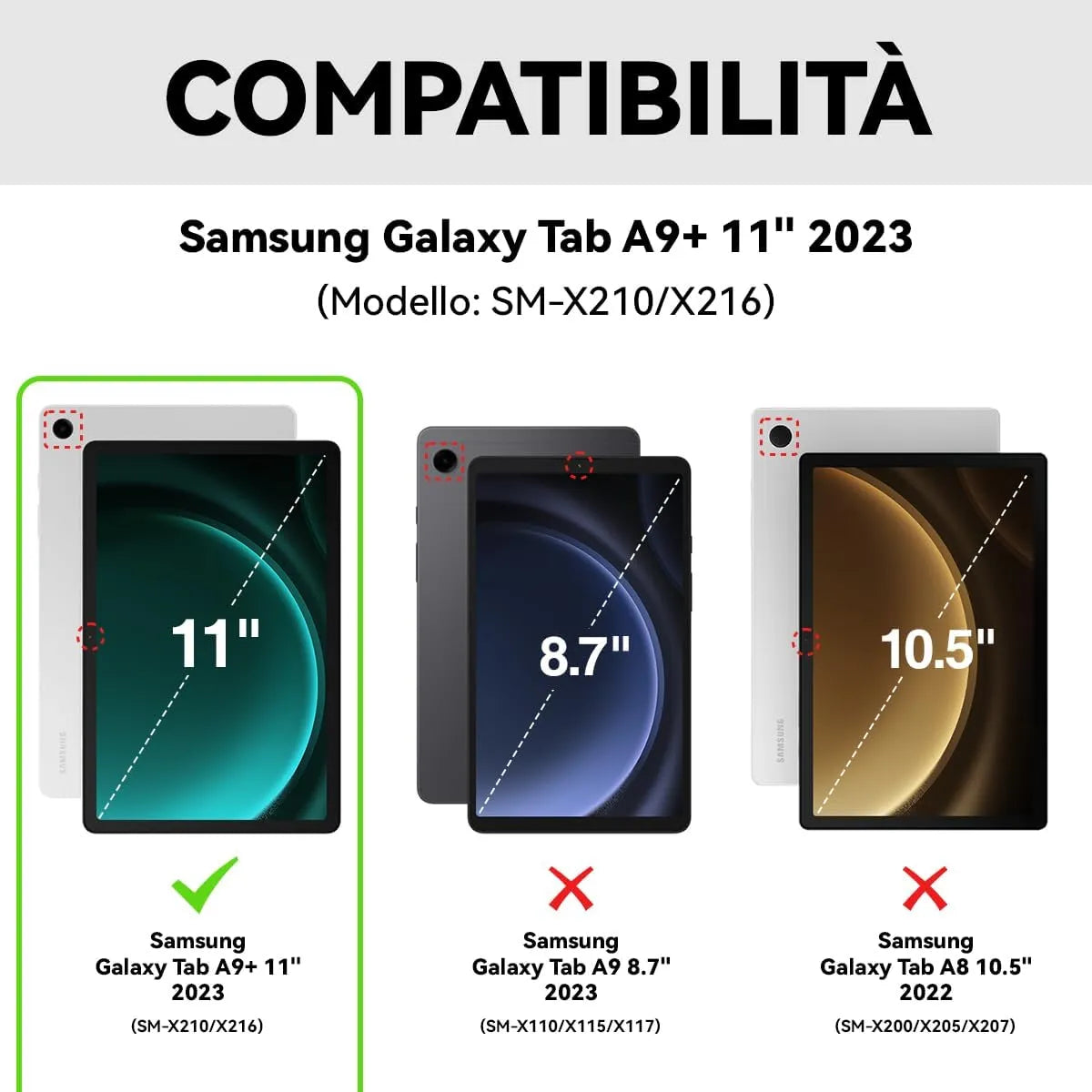 CHESONA Tastiera Galaxy Tab A9 Plus, Intelligente Touchpad, 2 BT Canali, Magnetica Staccabile Tastiera per Samsung Galaxy Tab A9 Plus 11” 2023 (SM-X210/X216), Supporto Portamatite, Nero