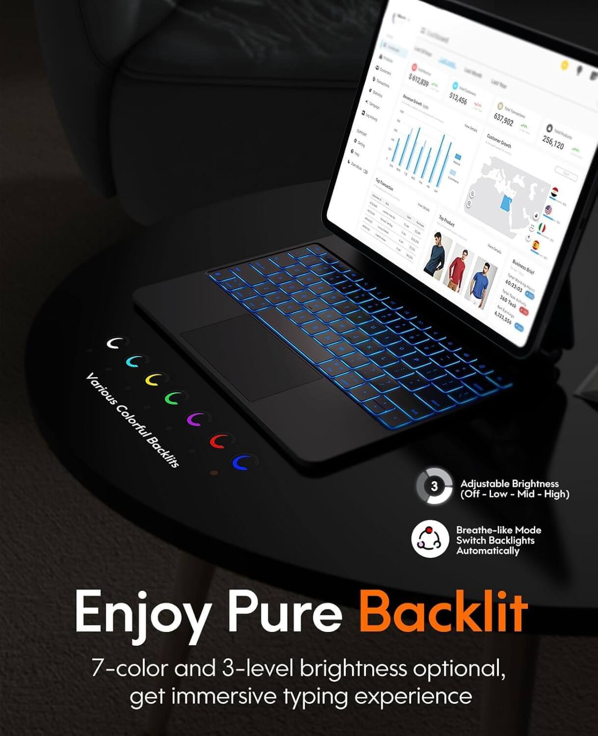 CHESONA Cloud Series Keyboard Case for iPad Pro 13'' (M4) 2024 (Black)