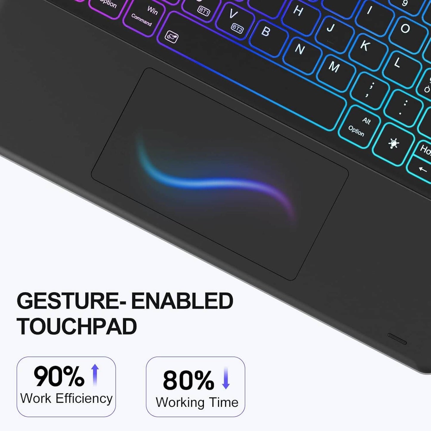CHESONA Step Series Keyboard Case for iPad Pro 12.9" 6/5/4/3th (Black)