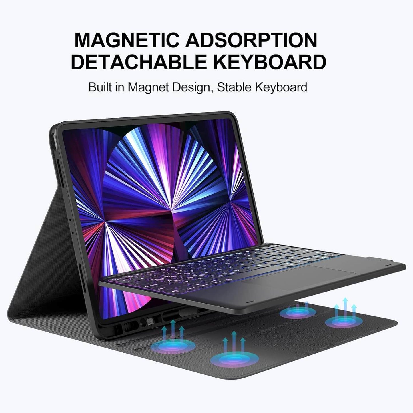 CHESONA Step Series Keyboard Case for iPad Pro 12.9" 6/5/4/3th (Black)