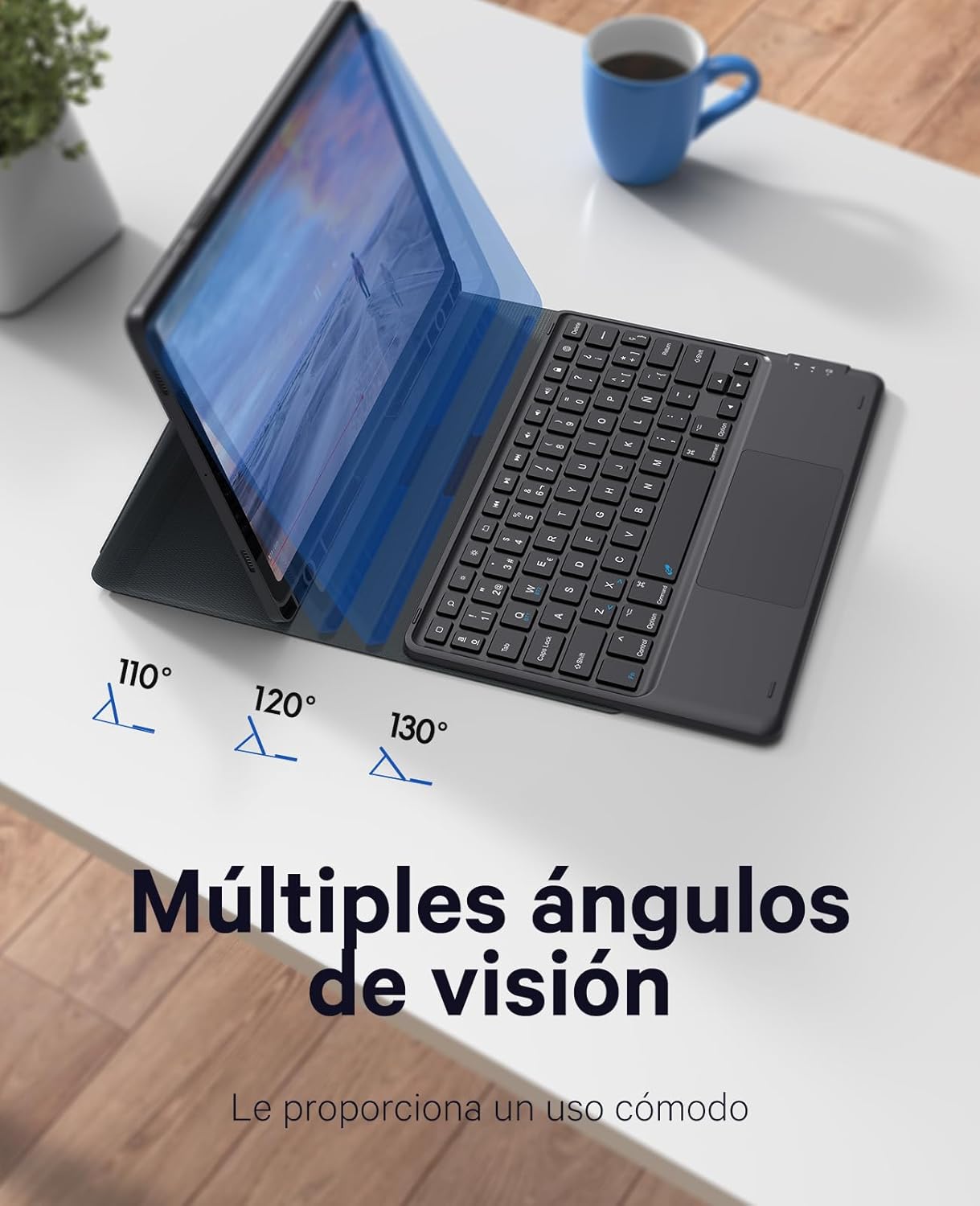 Chesona Teclado Samsung Tab S9 11”/S9 FE 10.9” Smart Touchpad, Soporte para S-Pen, Desmontable Magnético Teclado para Samsung Galaxy Tablet S9 11”/S9 FE 10.9”, 2 Canales BT, Español Ñ Teclado, Negro