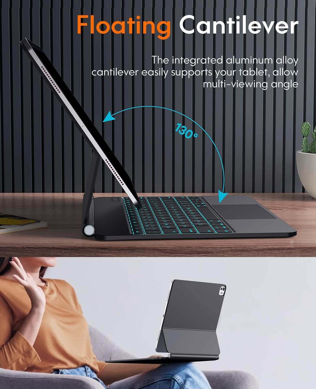 CHESONA Cloud Series Keyboard Case for iPad Pro 13'' (M4) 2024 (Black)