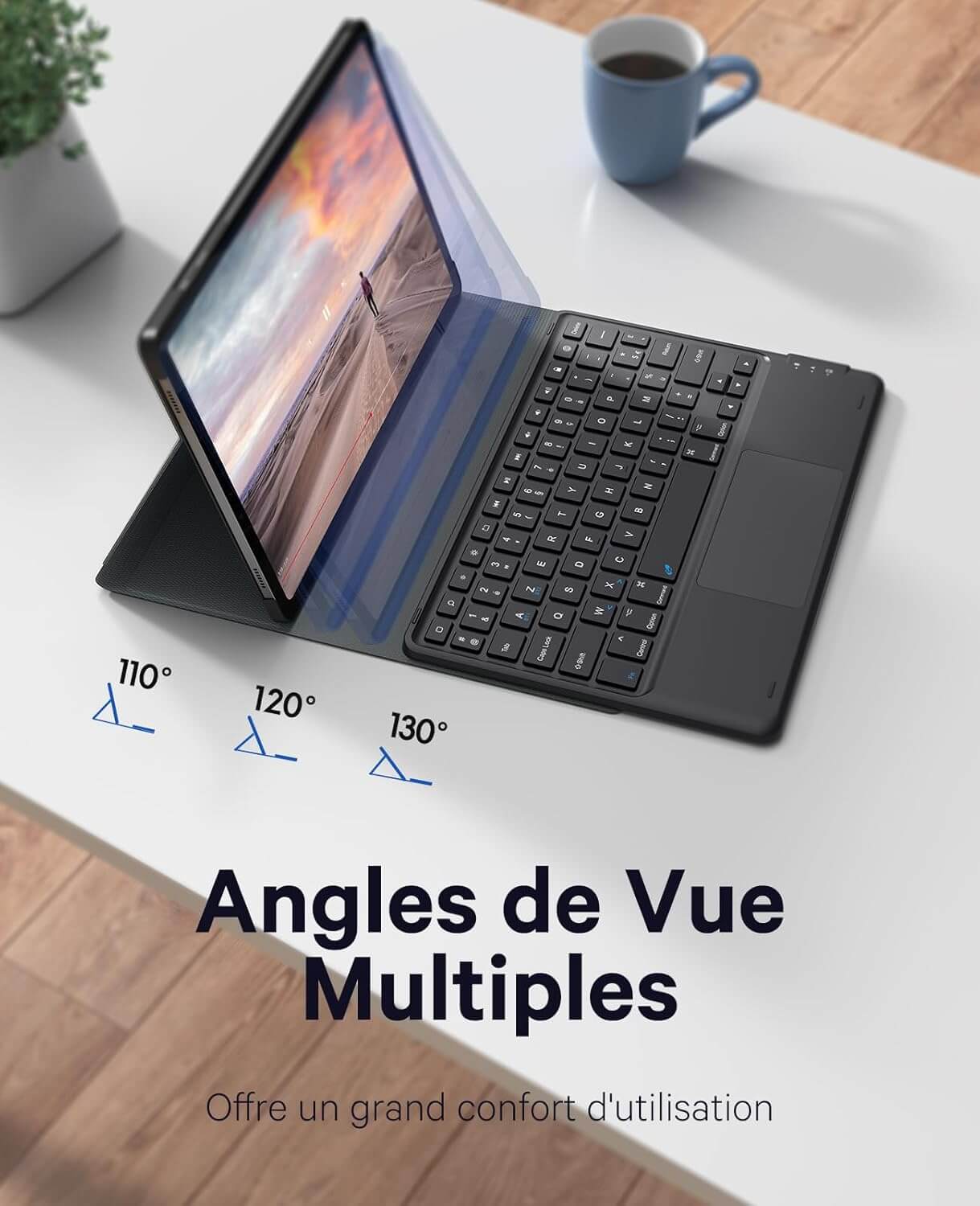 Chesona Clavier Tablette Samsung Tab S9, Touchpad pour Samsung Galaxy Tab S9 11 '' 2023, 2 Canaux BT, Mégnétique Détachable AZERTY Clavier pour Tab S9 (SM-X710/X716B/X718U), Noir