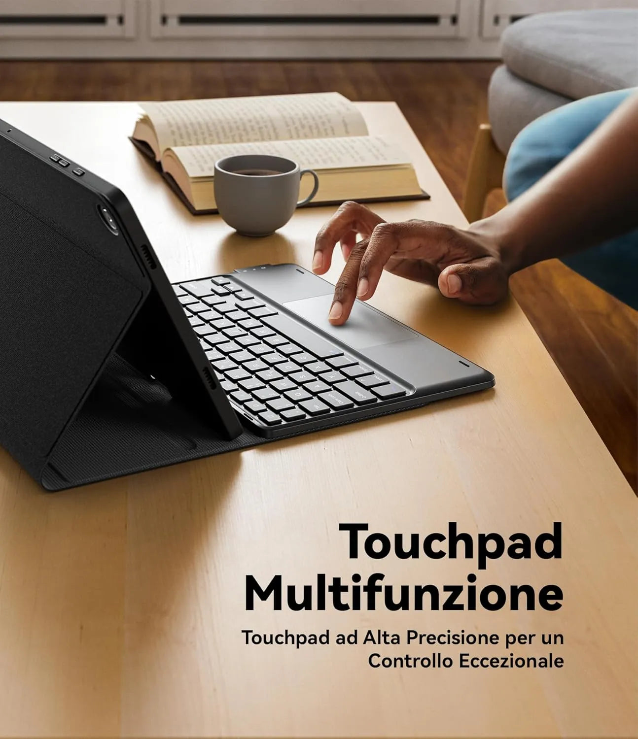 CHESONA Tastiera Galaxy Tab A9 Plus, Intelligente Touchpad, 2 BT Canali, Magnetica Staccabile Tastiera per Samsung Galaxy Tab A9 Plus 11” 2023 (SM-X210/X216), Supporto Portamatite, Nero