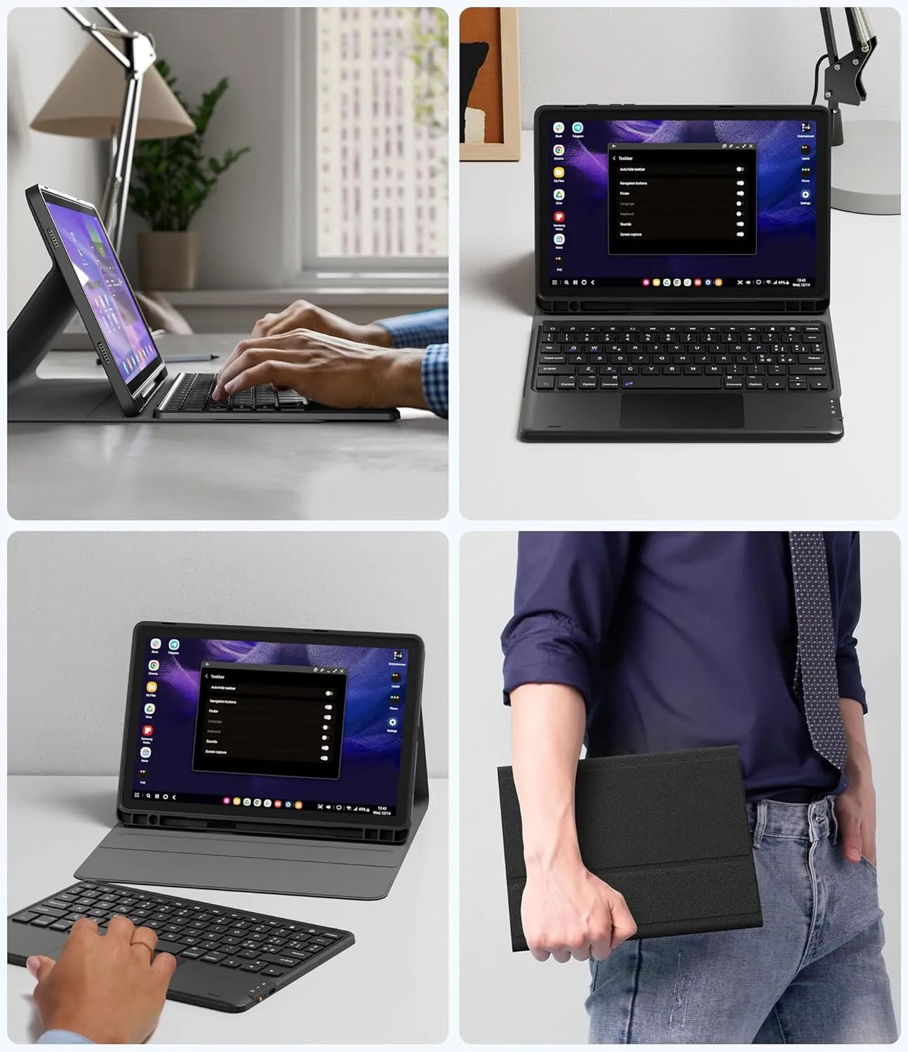 CHESONA Tastiera Galaxy Tab A9 Plus, Intelligente Touchpad, 2 BT Canali, Magnetica Staccabile Tastiera per Samsung Galaxy Tab A9 Plus 11” 2023 (SM-X210/X216), Supporto Portamatite, Nero