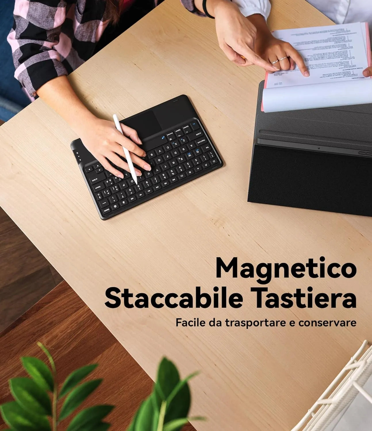 CHESONA Tastiera Galaxy Tab A9 Plus, Intelligente Touchpad, 2 BT Canali, Magnetica Staccabile Tastiera per Samsung Galaxy Tab A9 Plus 11” 2023 (SM-X210/X216), Supporto Portamatite, Nero