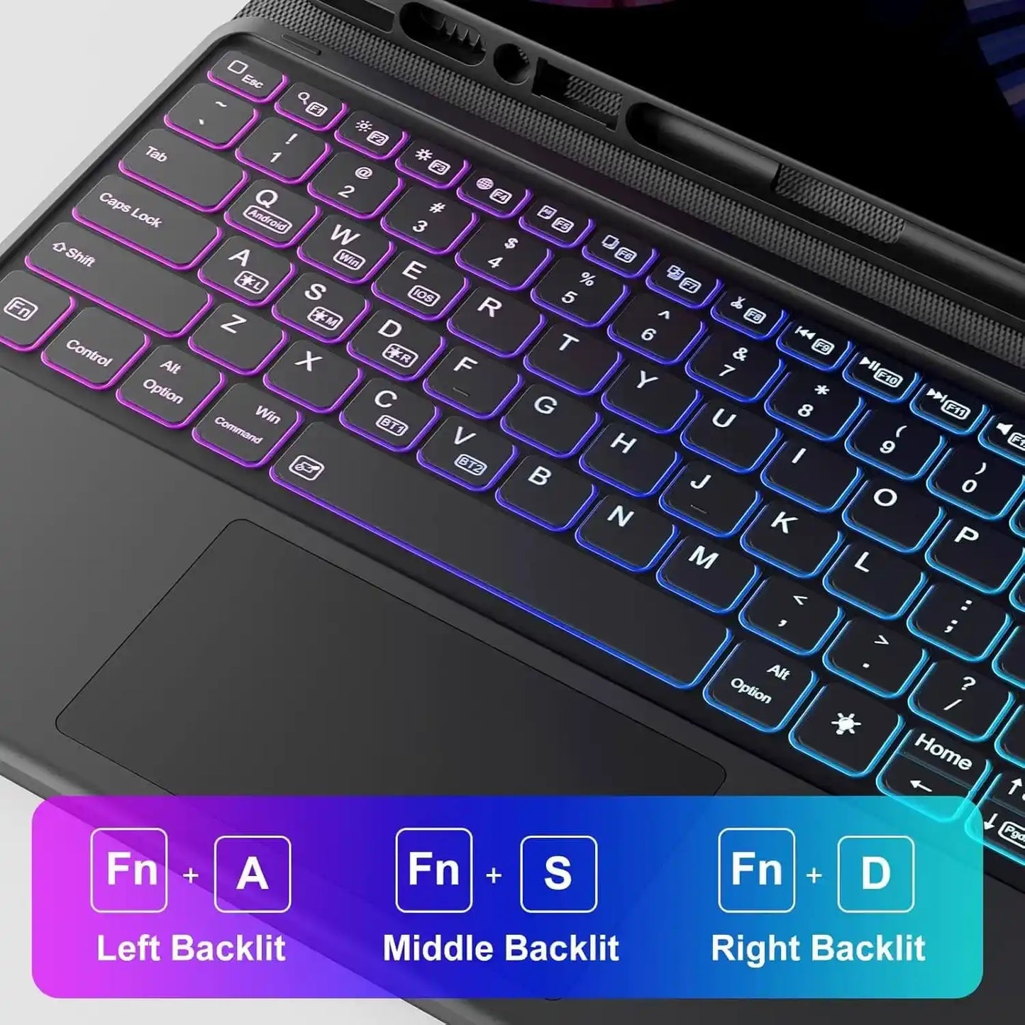 CHESONA Step Series Keyboard Case for iPad Pro 12.9" 6/5/4/3th (Black)