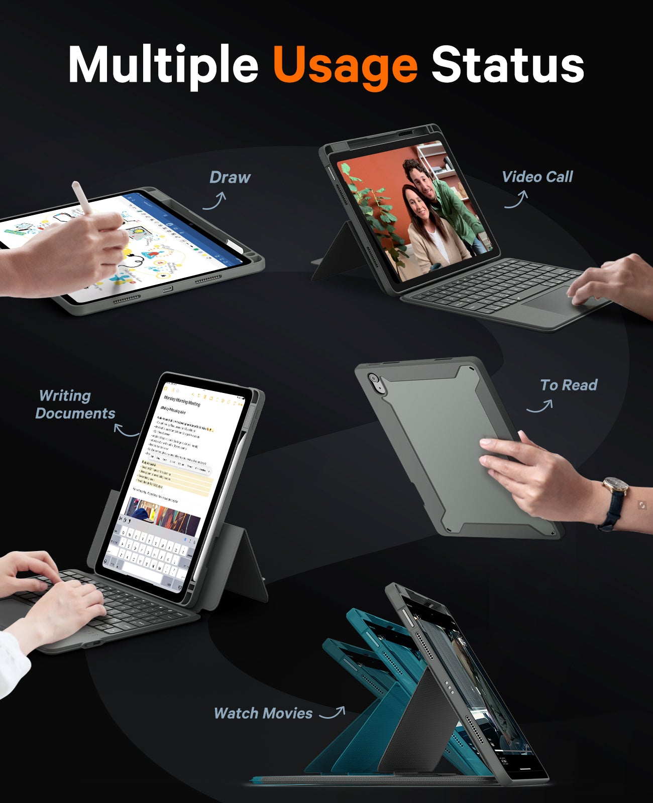 CHESONA Rugged Series Keyboard Case for iPad 10/11th Gen 10.9''