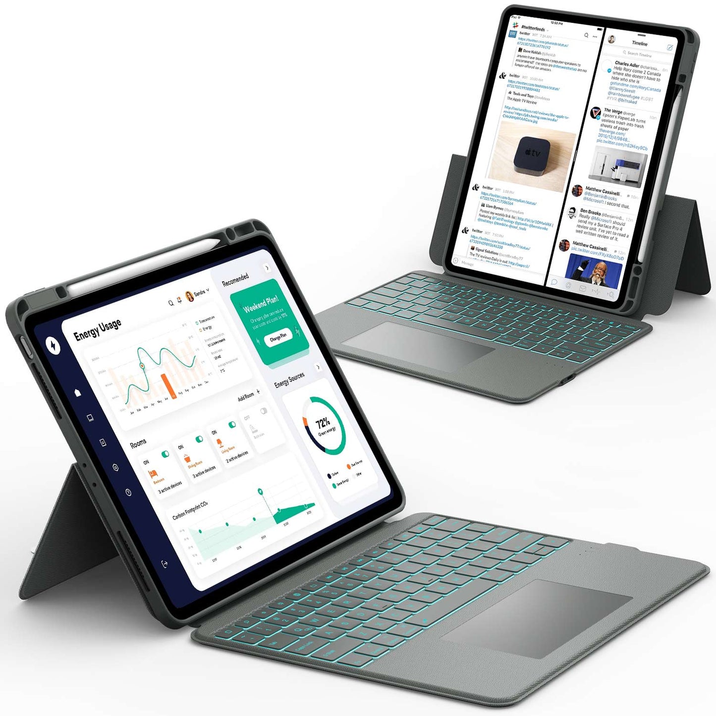CHESONA Backstand Series Keyboard Case for iPad Pro 12.9'' & Air 13'' (M2/ M3) 2024/ 2025