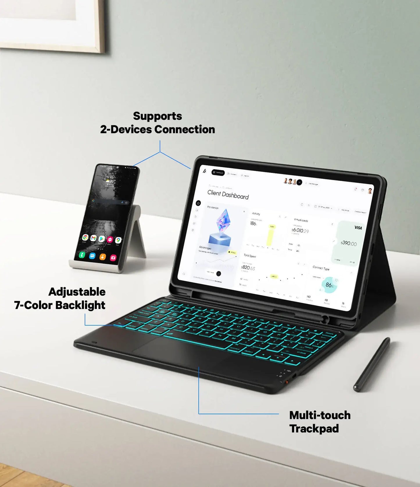 CHESONA Step Series Keyboard Case for Samsung Galaxy tablet A9+ 11"