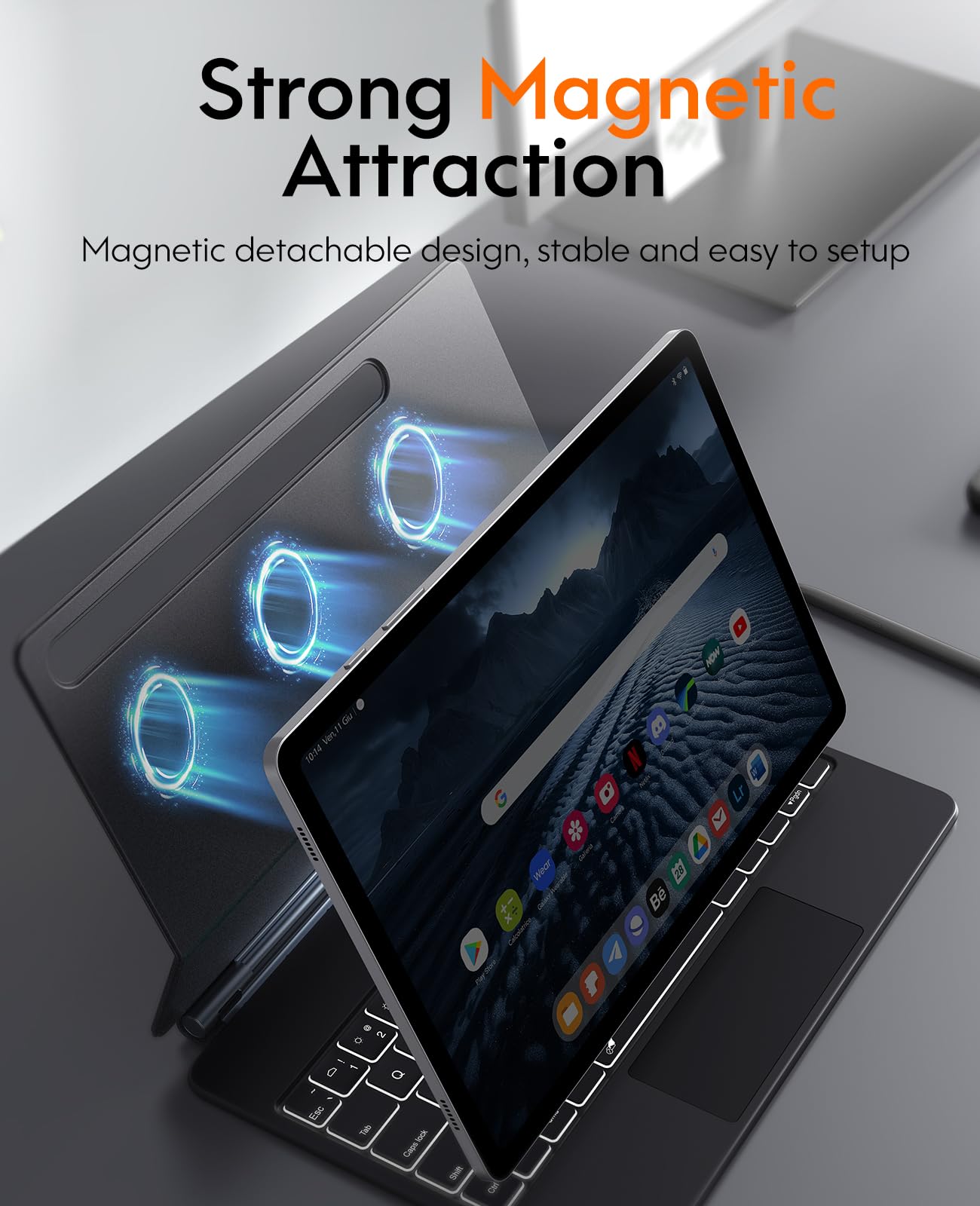 CHESONA Cloud Series Keyboard Case for Samsung Galaxy Tab S10+ /S9+ /S9 FE+ /S8+ /S7+ /S7 FE 12.4"