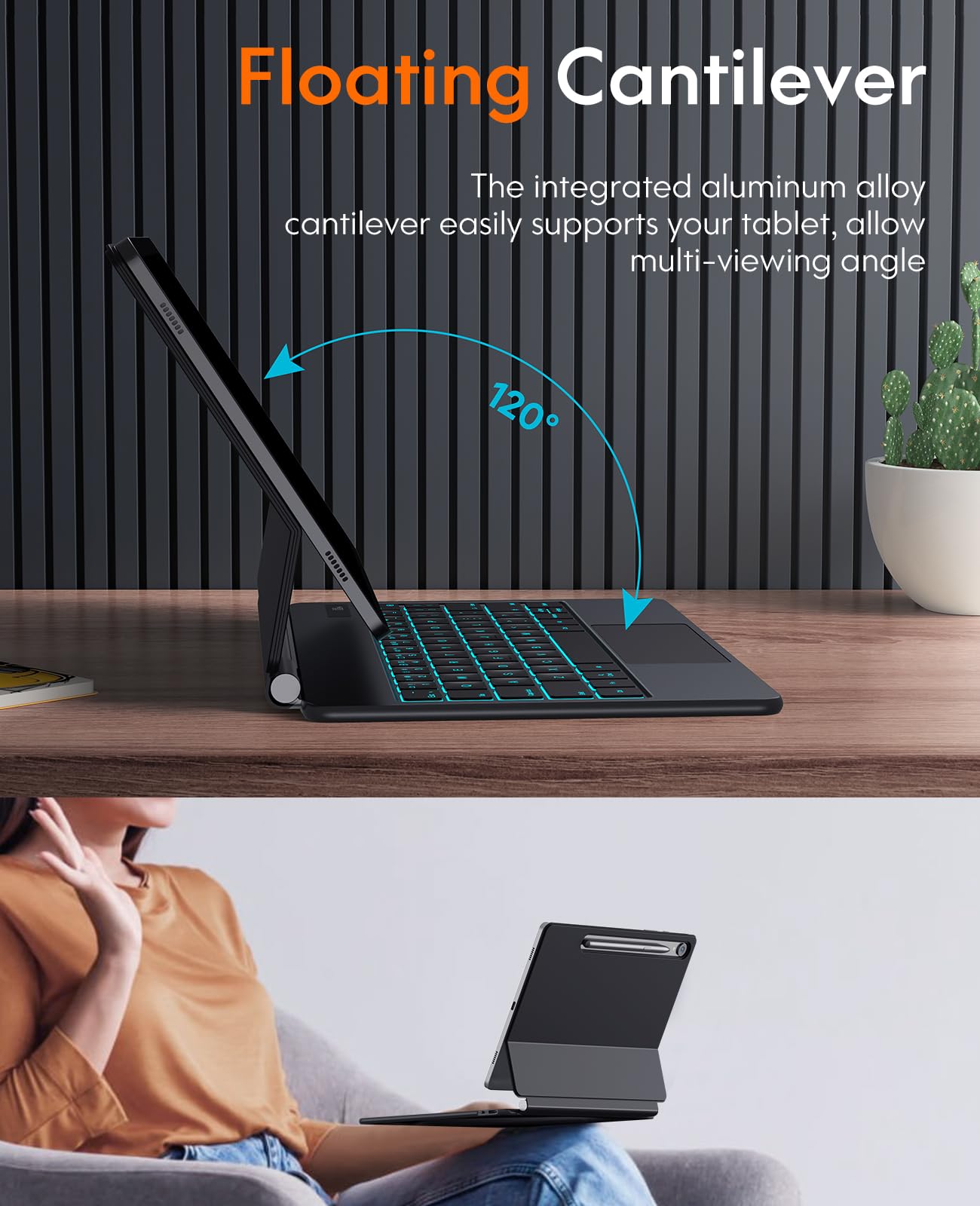 CHESONA Cloud Series Keyboard Case for Samsung Galaxy Tab S9 FE 10.9'', S9/S8/S7 11''