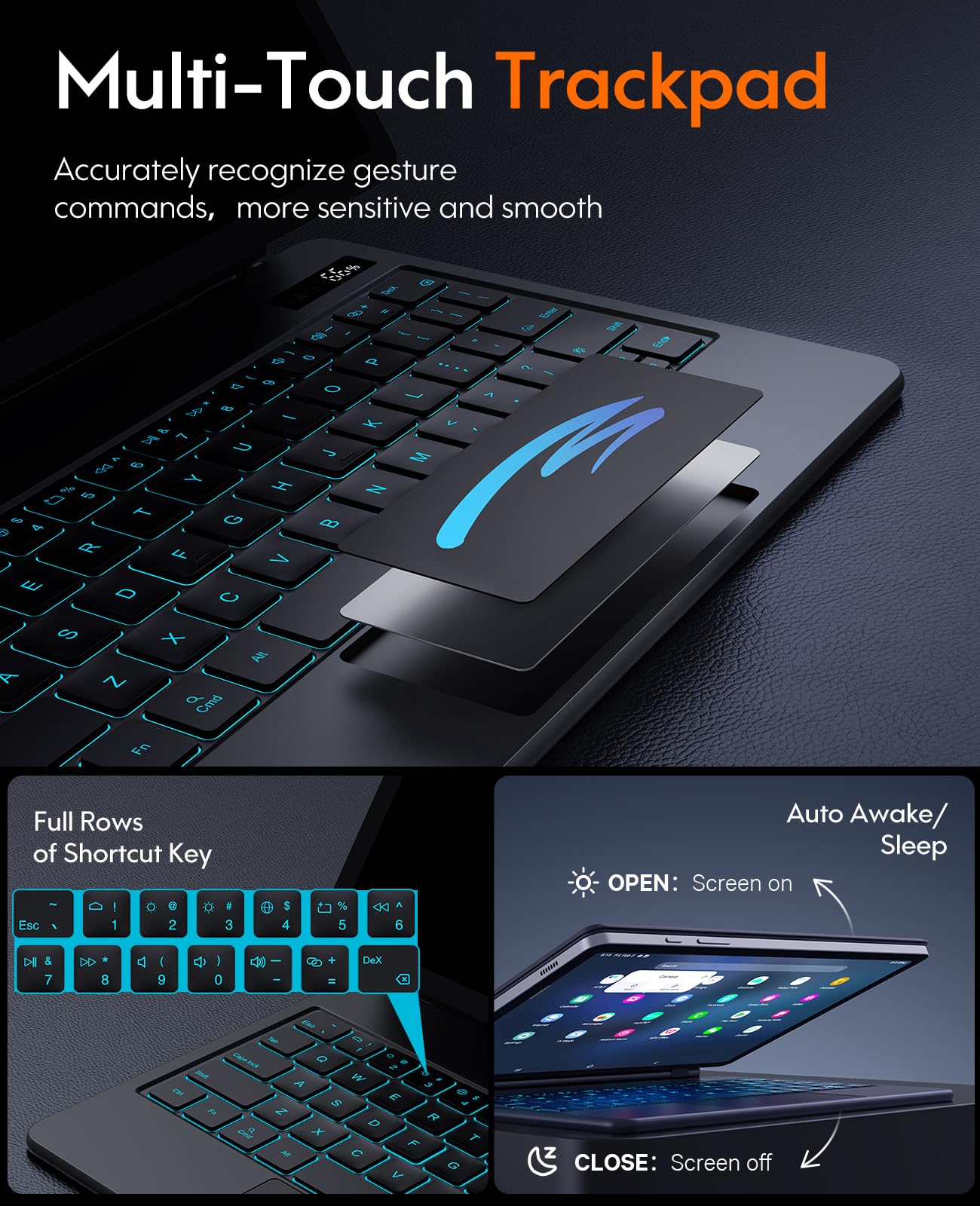 CHESONA Cloud Series Keyboard Case for Samsung Galaxy Tab S9 FE 10.9'', S9/S8/S7 11''