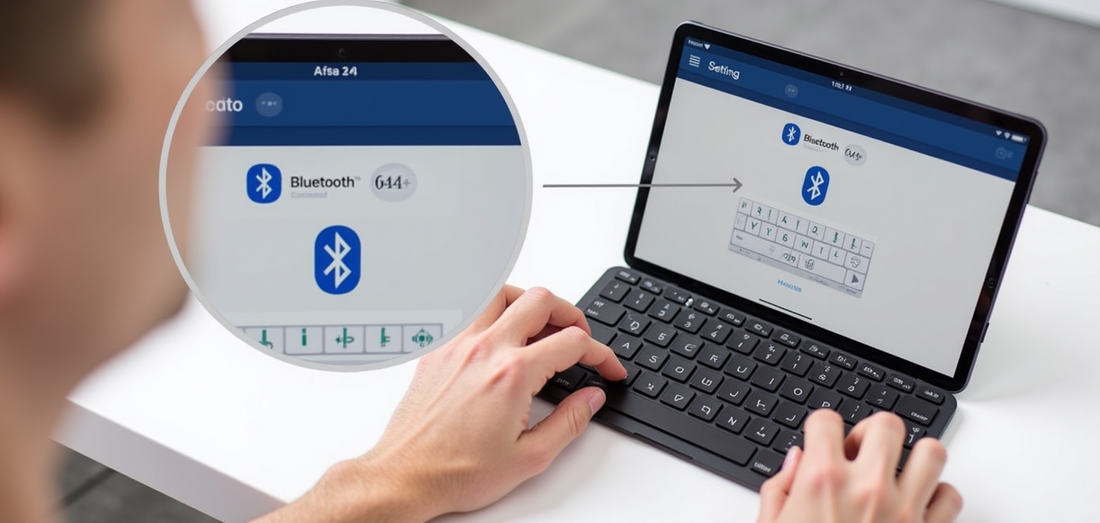 A person is Bluetooth connected to the keyboard