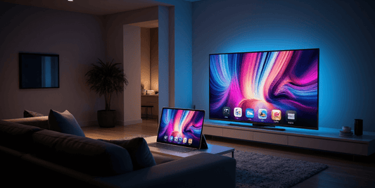 An iPad screen mirrored to a TV