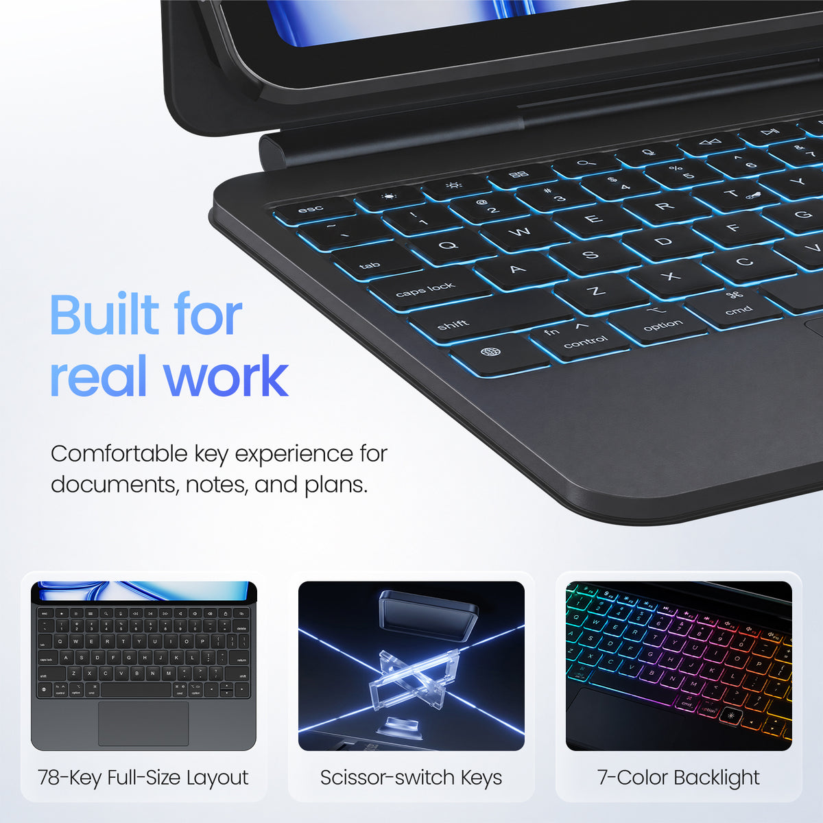 CHESONA Cloud X Keyboard Case for iPad Air 11"/10.9" & iPad Pro 11"(4th/3rd/2nd/1st Gen)