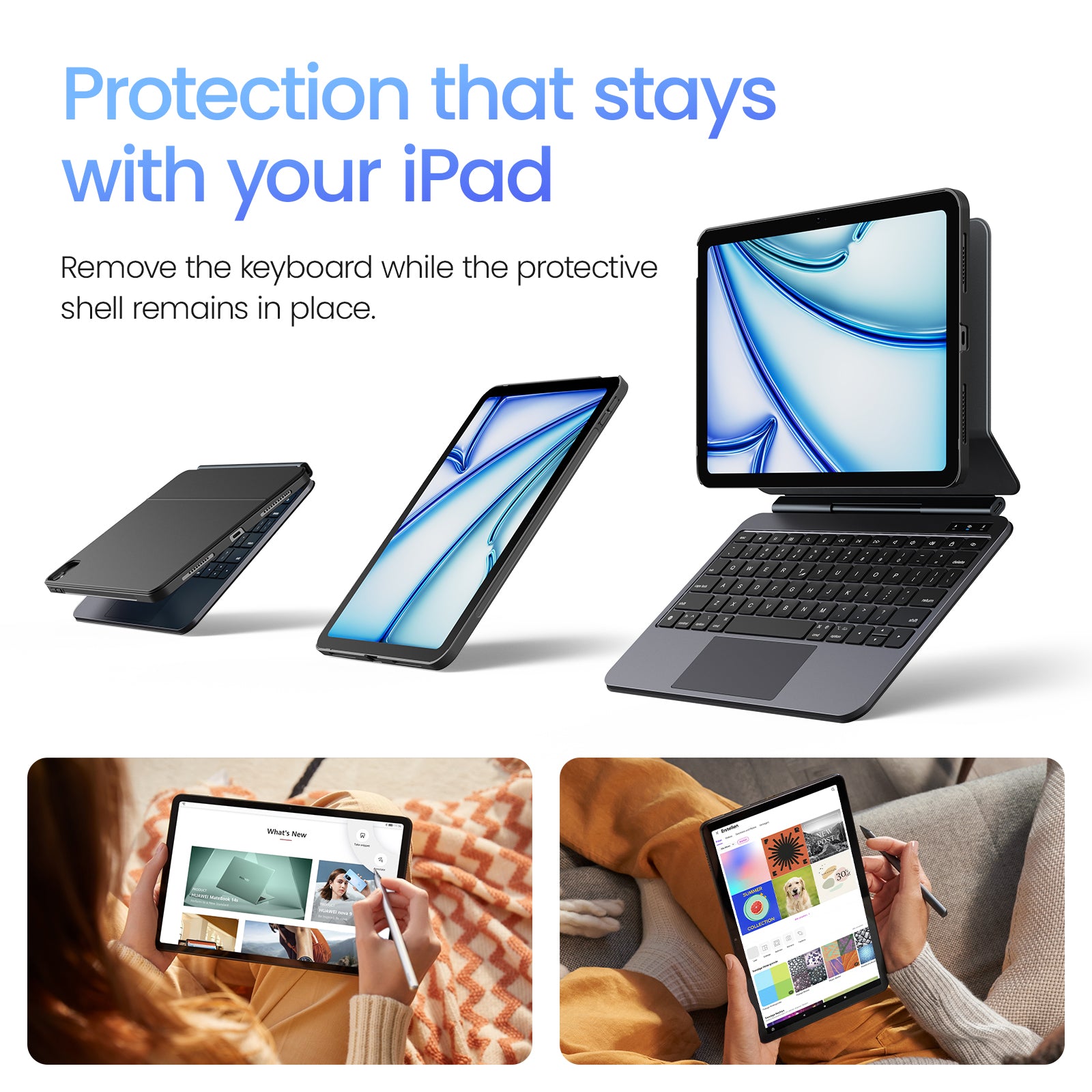 CHESONA Cloud X Keyboard Case for iPad Air 11"/10.9" & iPad Pro 11"(4th/3rd/2nd/1st Gen)