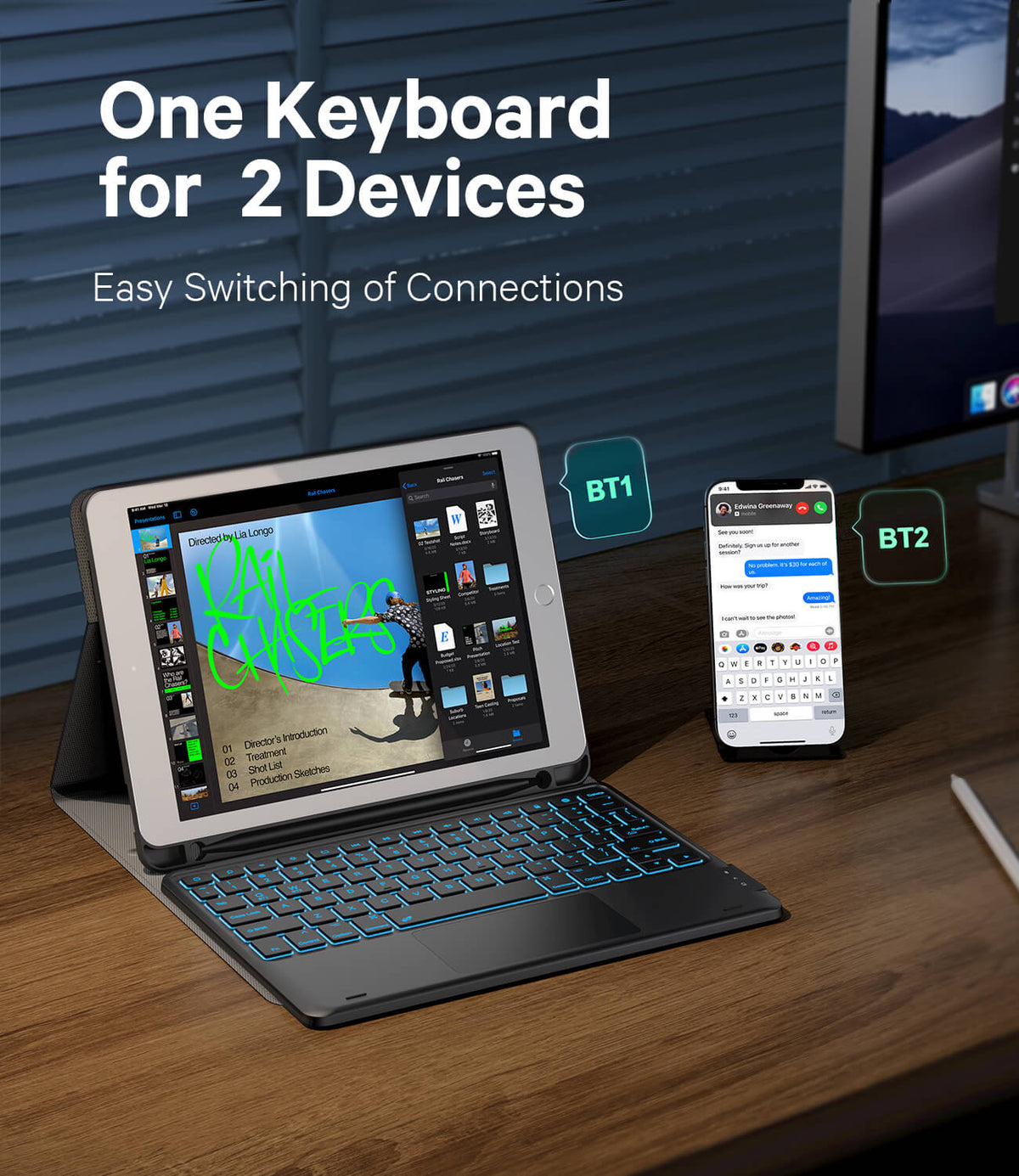 CHESONA Step Series Keyboard Case for iPad 6/5th gen & iPad Air 2 & iPad Pro 9.7"
