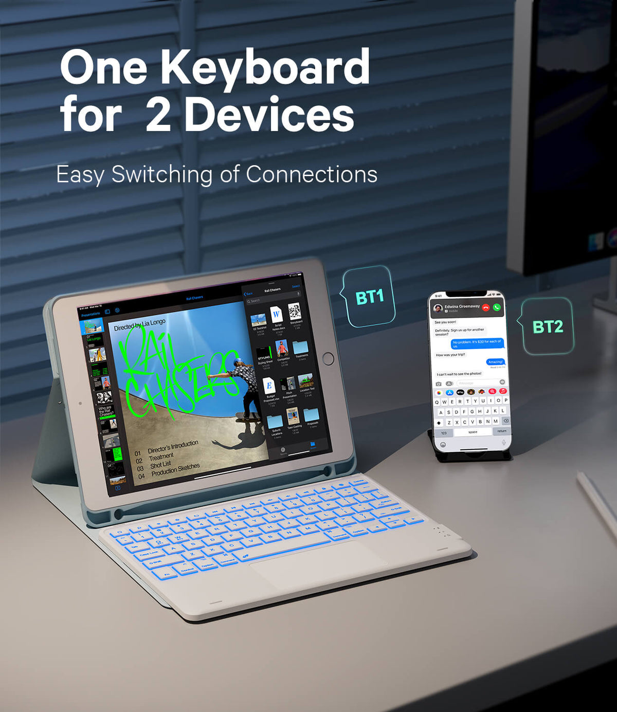 CHESONA Step Series Keyboard Case for iPad 6/5th gen & iPad Air 2 & iPad Pro 9.7"