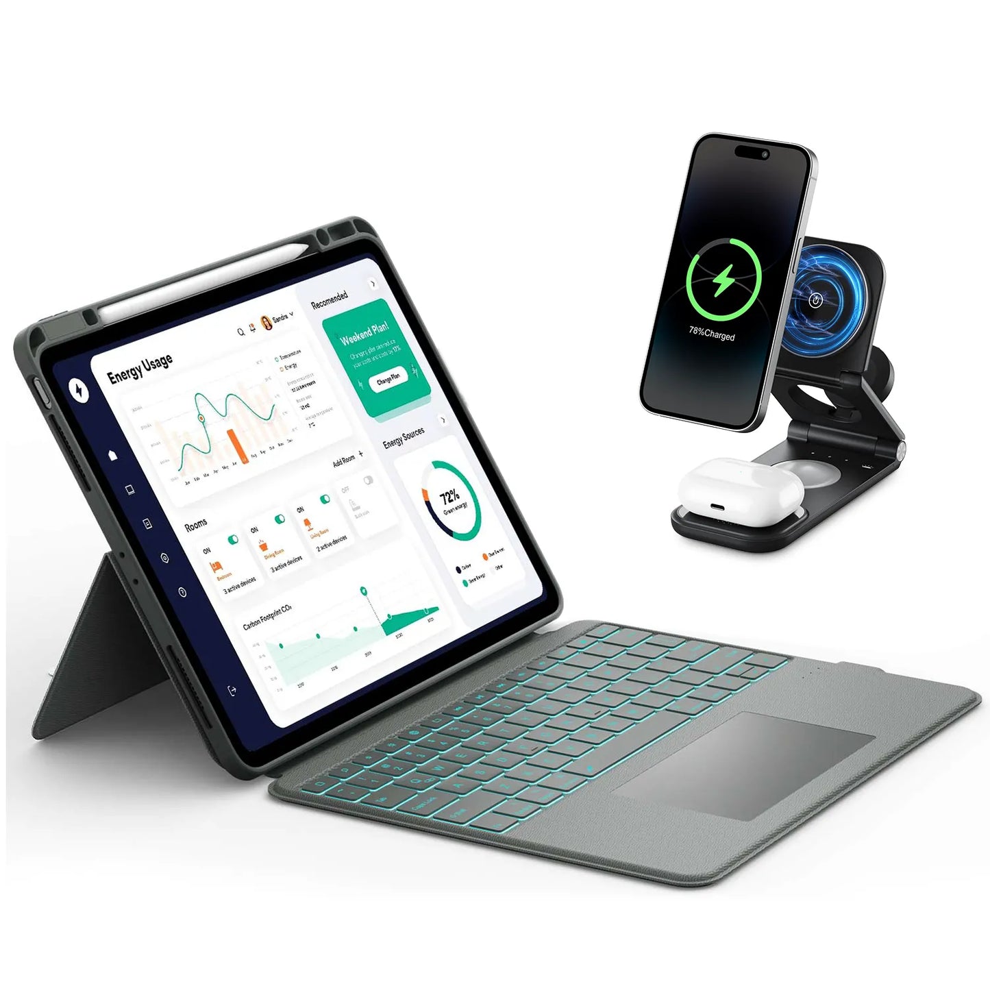 Rugged Series Keyboard Case 12.9" & Wireless Charging Bundle