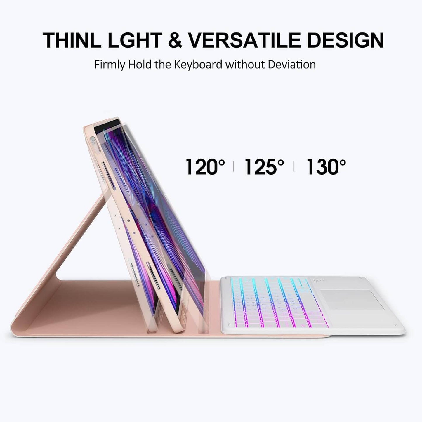 CHESONA Step Series Keyboard Case for iPad Pro 12.9" 6/5/4/3th (Rose Gold)