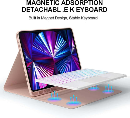 CHESONA Step Series Keyboard Case for iPad Pro 12.9" 6/5/4/3th (Rose Gold)