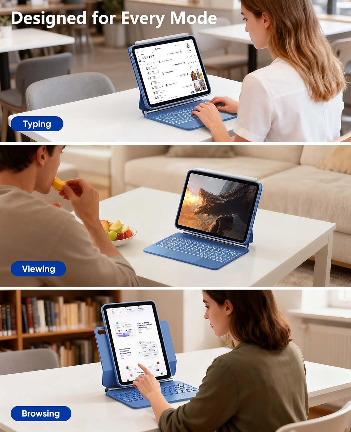 iPad 11th Gen (A16, 2025) – CHESONA Cloud 2 Detachable Keyboard Case