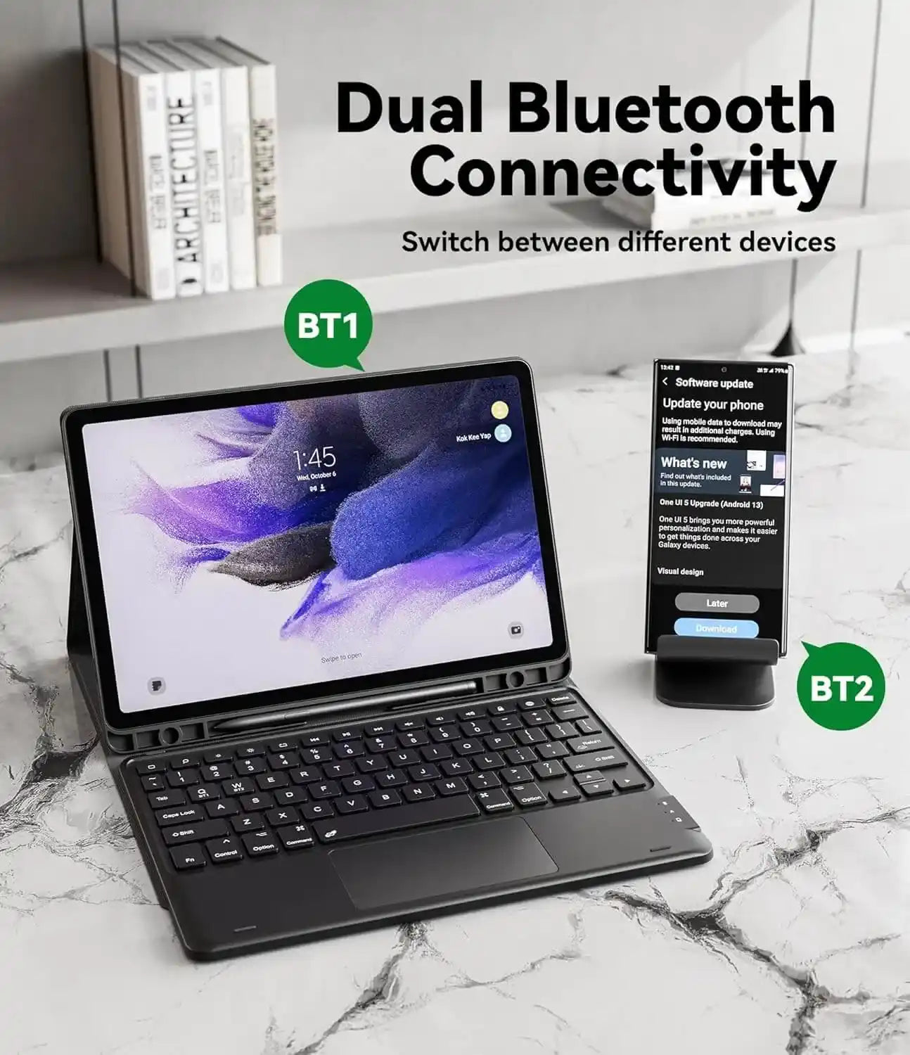 CHESONA Step Series Keyboard Case for Samsung Galaxy Tab S9 FE/S9 11 inch