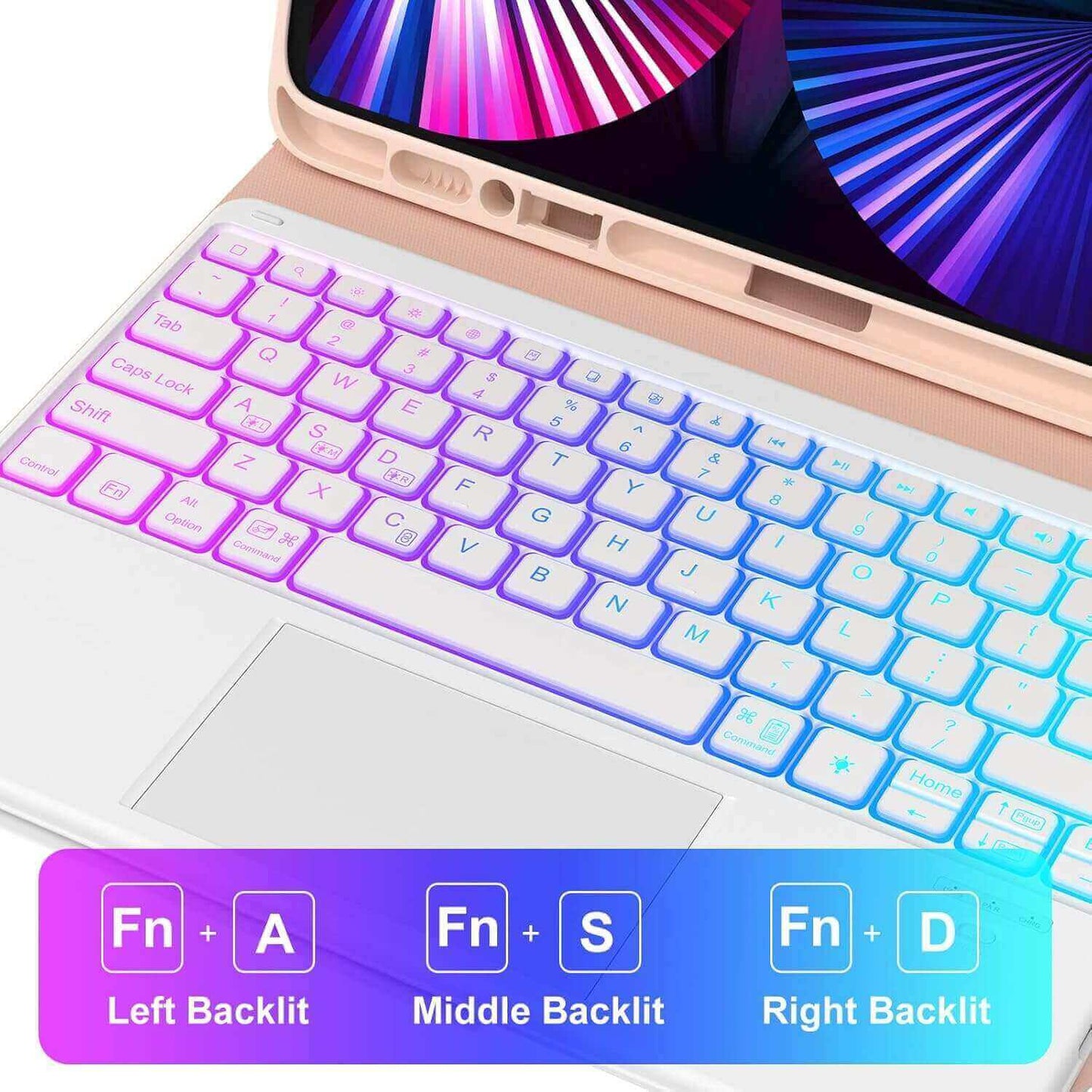 CHESONA Step Series Keyboard Case for iPad Pro 12.9" 6/5/4/3th (Rose Gold)
