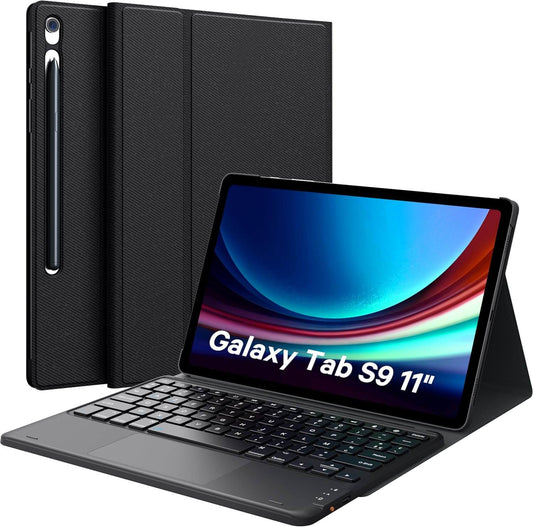 Chesona Clavier Tablette Samsung Tab S9, Touchpad pour Samsung Galaxy Tab S9 11 '' 2023, 2 Canaux BT, Mégnétique Détachable AZERTY Clavier pour Tab S9 (SM-X710/X716B/X718U), Noir