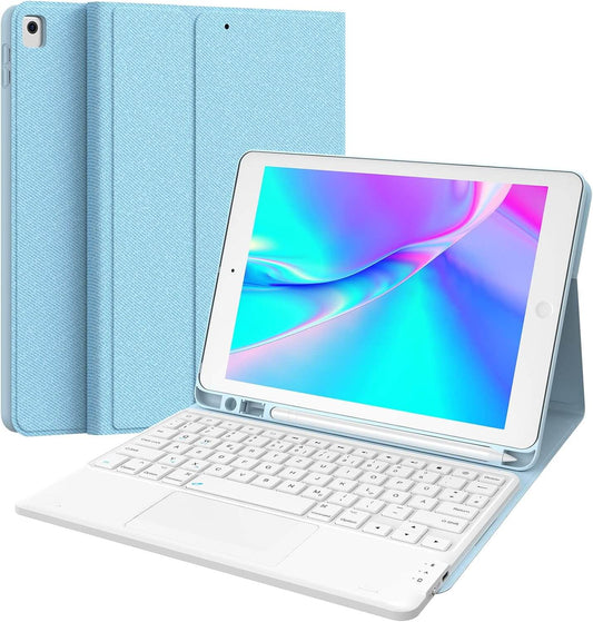 Chesona iPad Case with Keyboard, QWERTY Keyboard for 9/8/7th Gen, Air 3, Pro 10.5, Blue