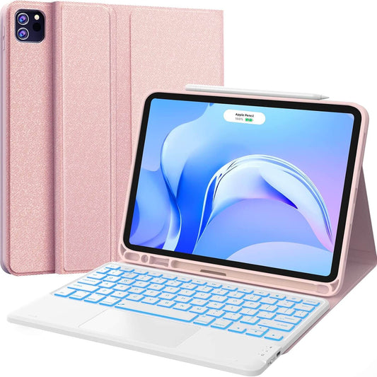 CHESONA Step Series Keyboard Case for iPad Pro 11" 4th/3rd/2nd/1st Gen/Air 10.9" (Pink)