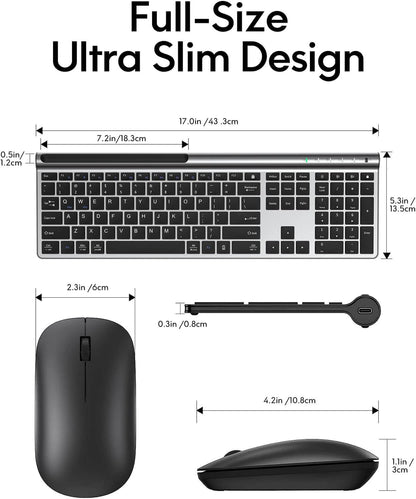 CHESONA Wireless Keyboard and Mouse Combo (BT 5.0+3.0+2.4G)