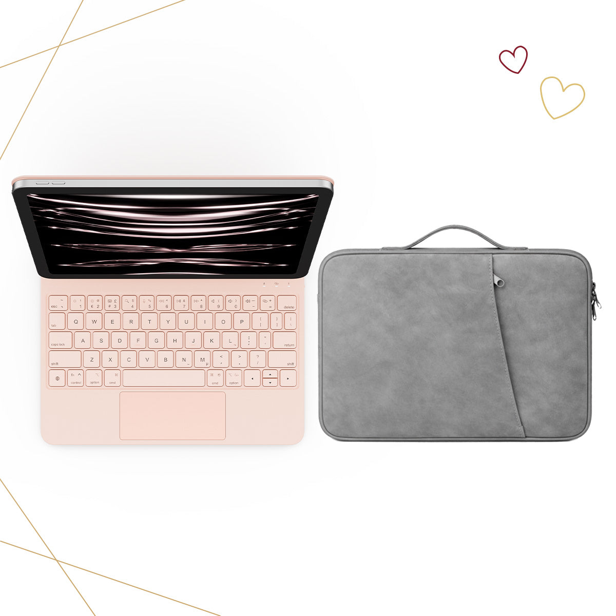 CHESONA Cloud Keyboard Case & Nubuck Leather Sleeve Bag for iPad 11th (A16,2025)