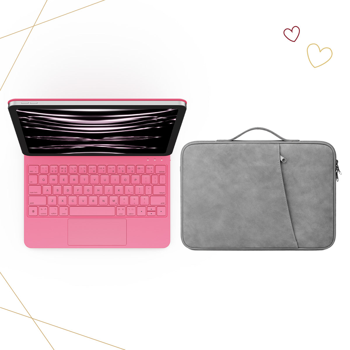 CHESONA Cloud Keyboard Case & Nubuck Leather Sleeve Bag for iPad 10th Gen (2022)