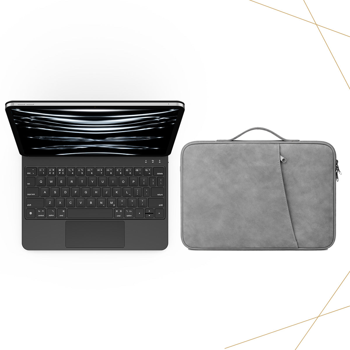 CHESONA Cloud Keyboard Case & Nubuck Leather Sleeve Bag for iPad 10th Gen (2022)