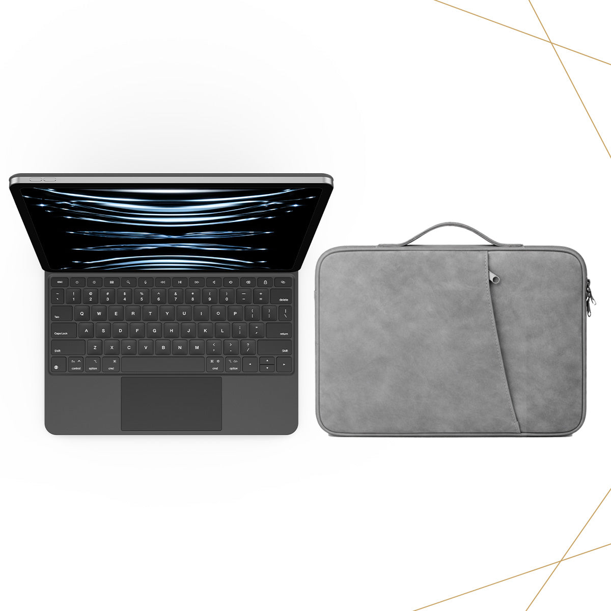 CHESONA Cloud Keyboard Case & Nubuck Leather Sleeve Bag for iPad Pro 13'' (M5) 2025