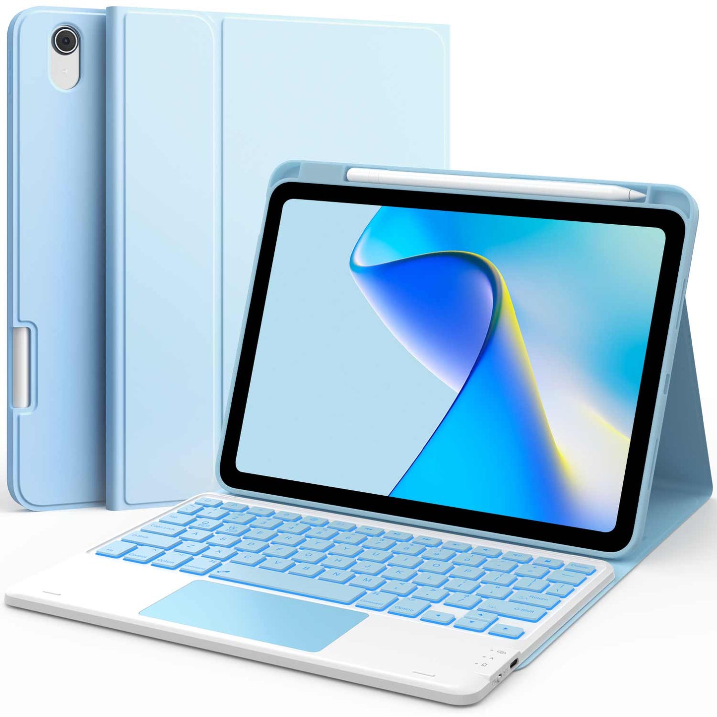 CHESONA Step Series Keyboard Case for iPad 11/10th Gen 10.9" (Blue)