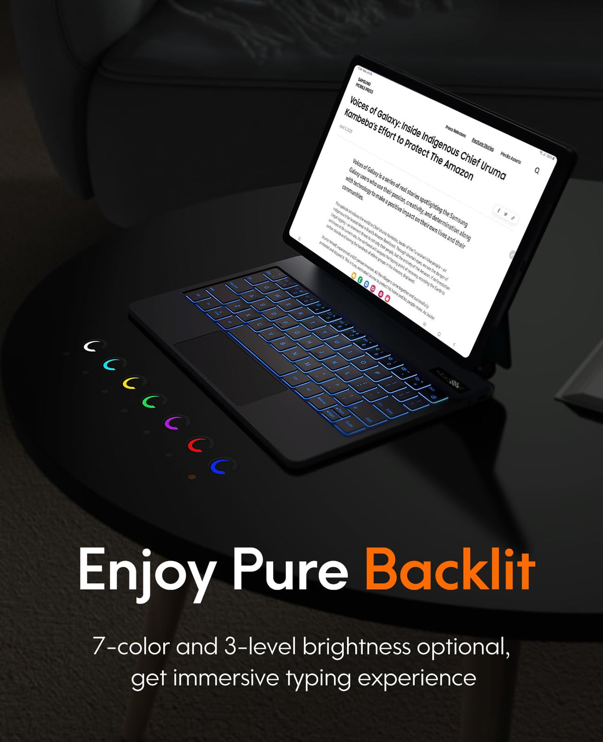 CHESONA Cloud Digital Keyboard Case for Samsung Galaxy Tab S9 FE 10.9'', S9/S8/S7 11''